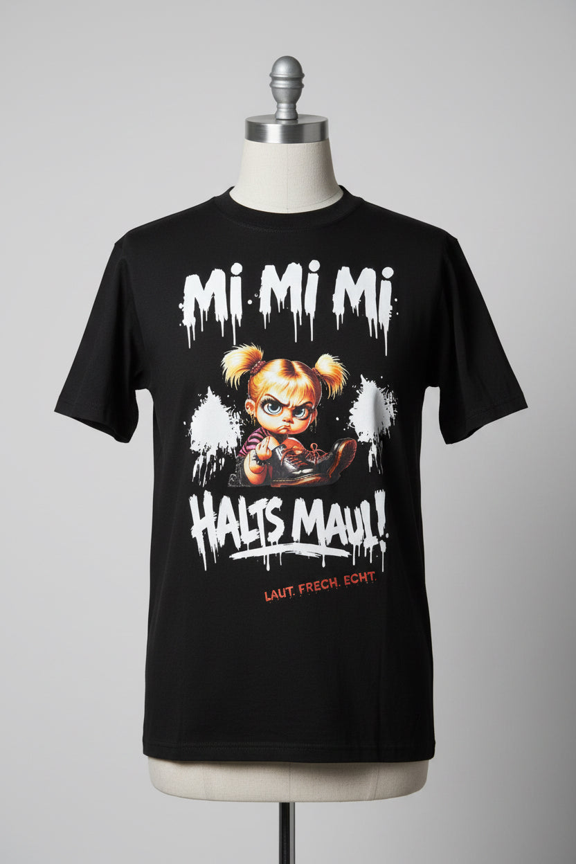 T- Shirt ( Halts Maul ) weis-bunt