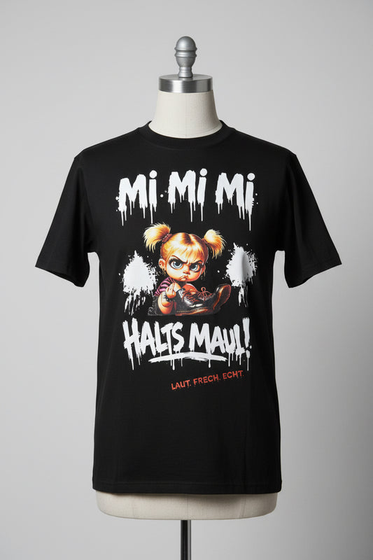 T- Shirt ( Halts Maul ) weis-bunt